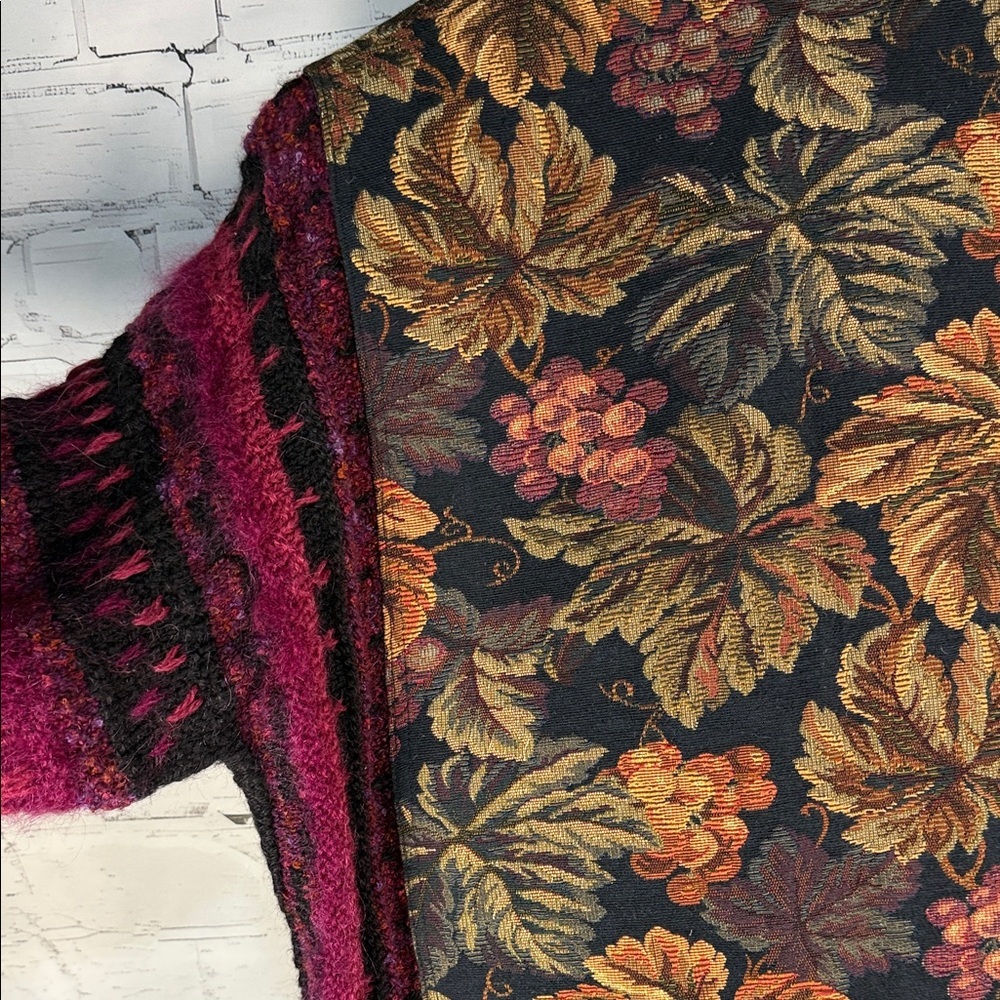 Floral and Grapevine Tapestry Jacket Knit Sleeves. Eclectic Grandma. Vintage - Picture 6 of 14